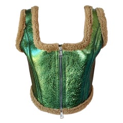 Jean Paul Gaultier 2022 Cyber Reissue of F/W 1995 Shearling Corset Bustier Top