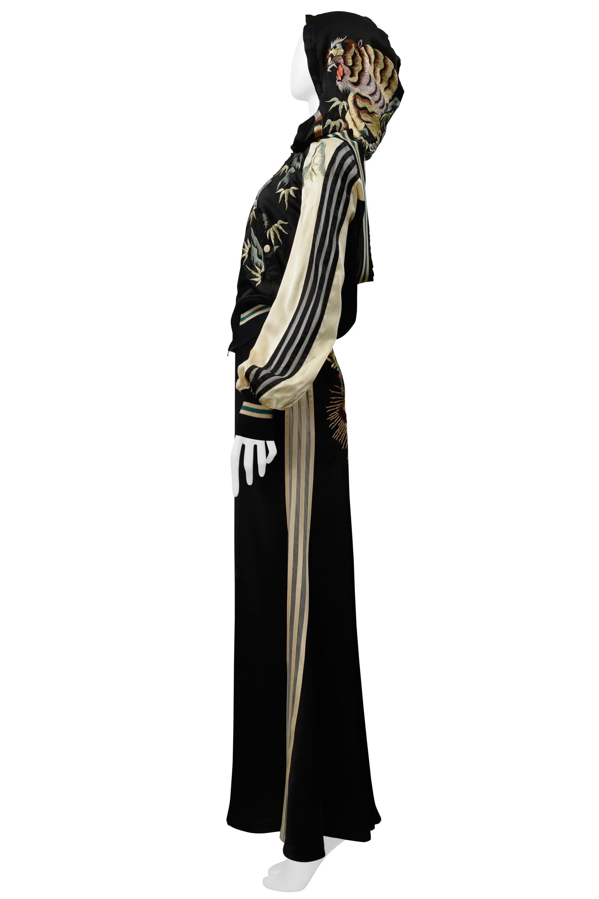 Jean Paul Gaultier 30Th Anniversary Black And Cream Satin Ensemble W Mesh Stripe In condizioni buone in vendita a Los Angeles, CA