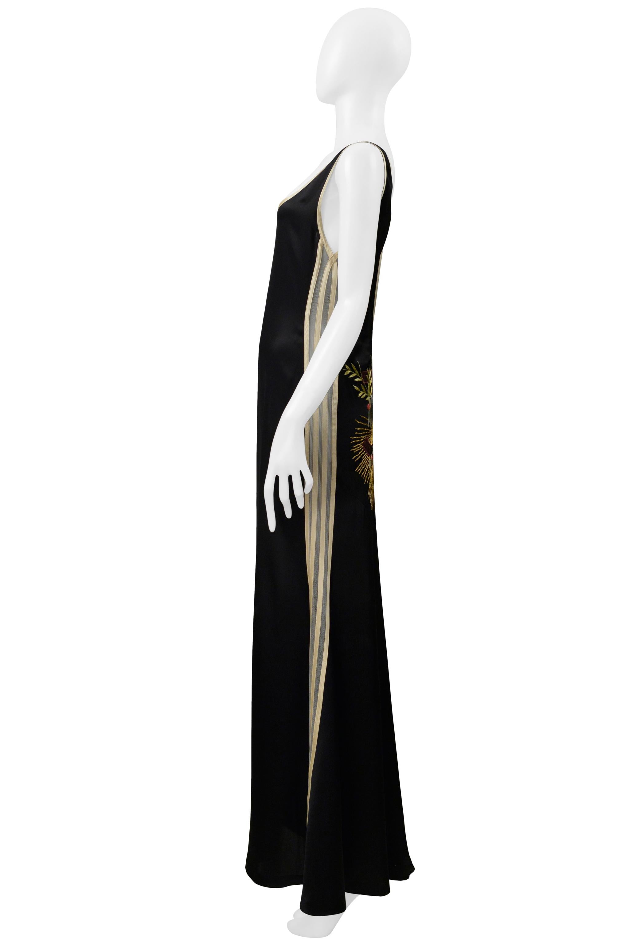 Jean Paul Gaultier 30Th Anniversary Black And Cream Satin Ensemble W Mesh Stripe in vendita 1