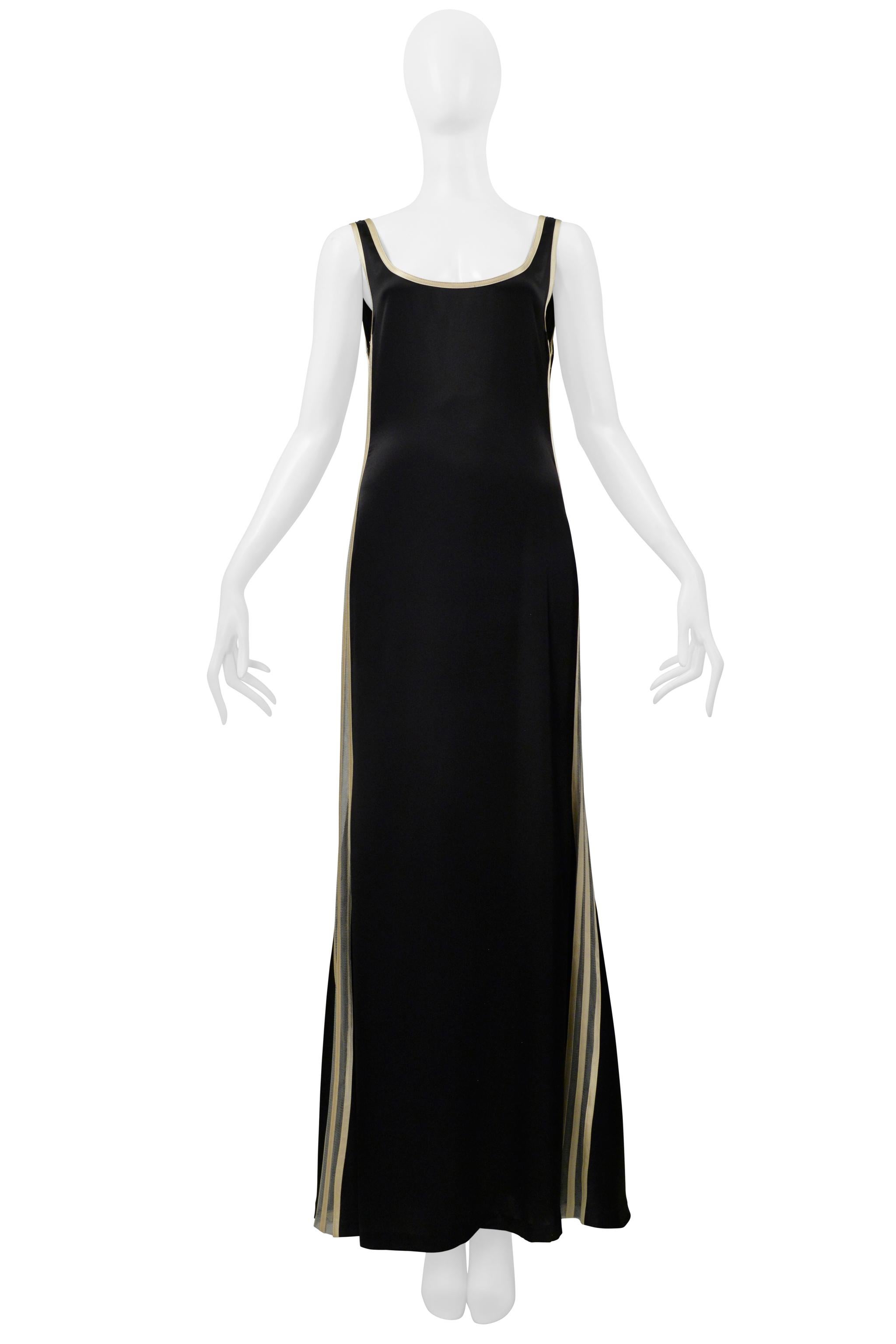 Jean Paul Gaultier 30Th Anniversary Black And Cream Satin Ensemble W Mesh Stripe in vendita 2