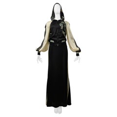 Jean Paul Gaultier 30Th Anniversary Black And Cream Satin Ensemble W Mesh Stripe