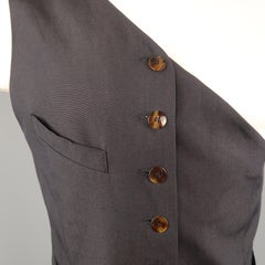 JEAN PAUL GAULTIER 38 Navy 1990 Reedition Bull Head Asymmetrical Vest