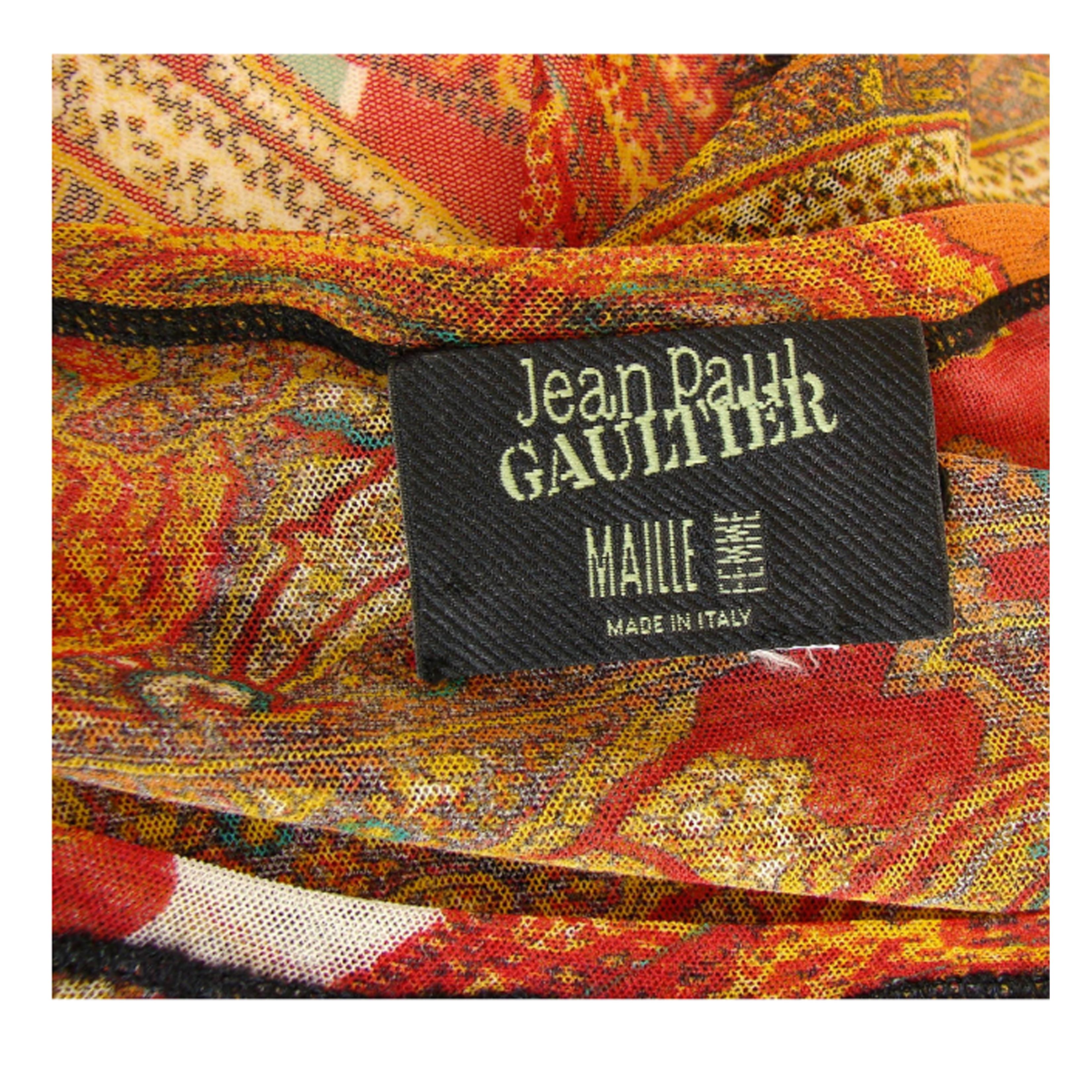 Jean Paul Gaultier 3pc Set Mesh Top Skirt Shawl Sheer Colorful Rare 90s Vintage For Sale 5