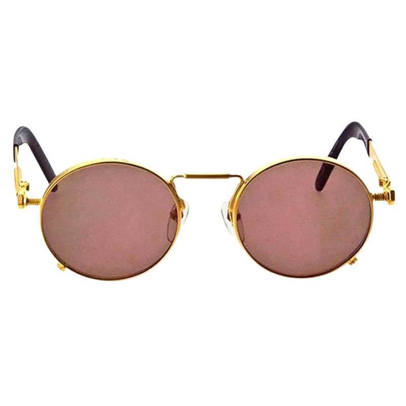 Jean Paul Gaultier 56-8171 Gold Vintage Sunglasses For Sale