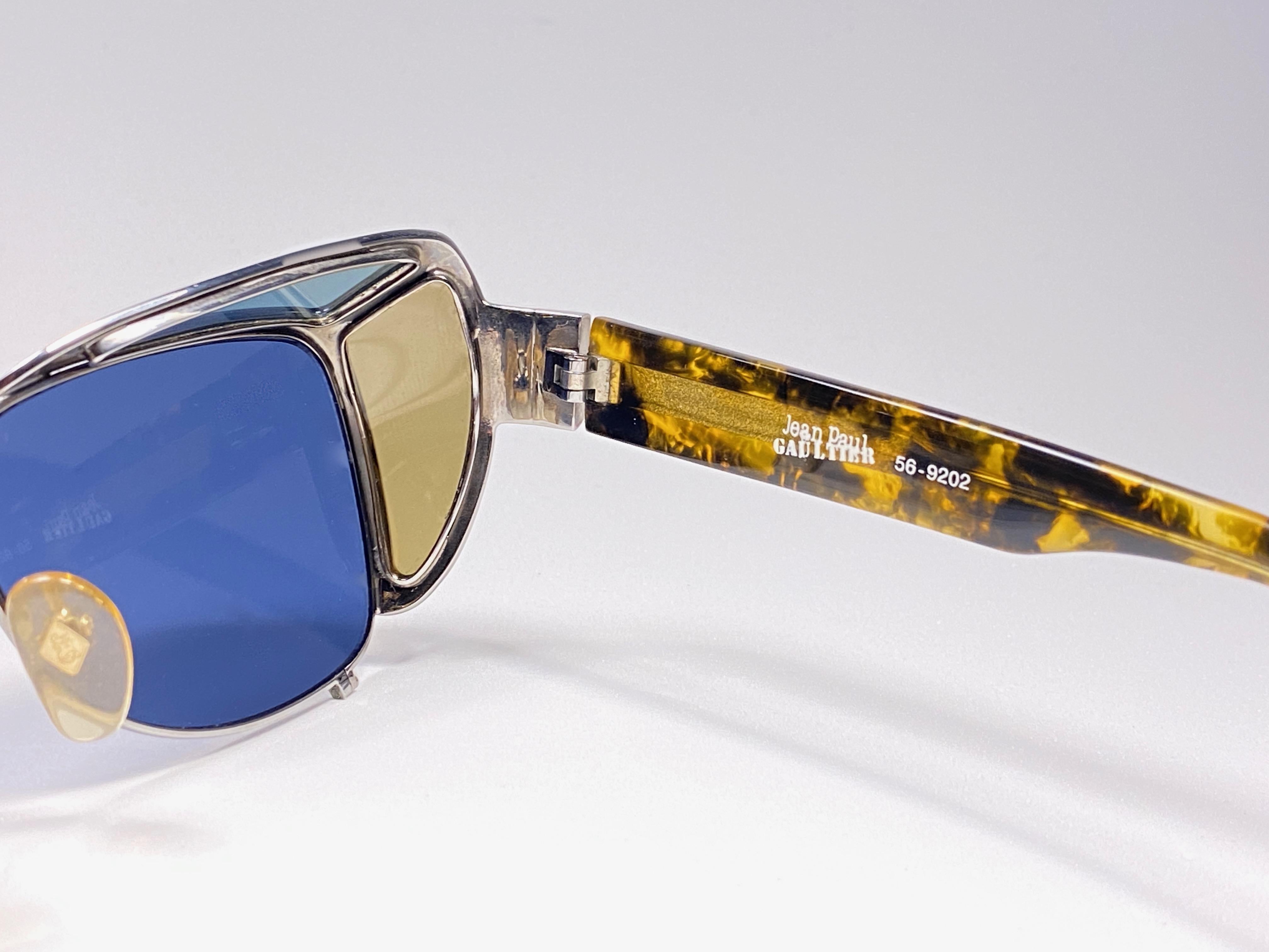 Jean Paul Gaultier 56 9272 Shield Frame Collectors Item 1990's Japan Sunglasses For Sale 1