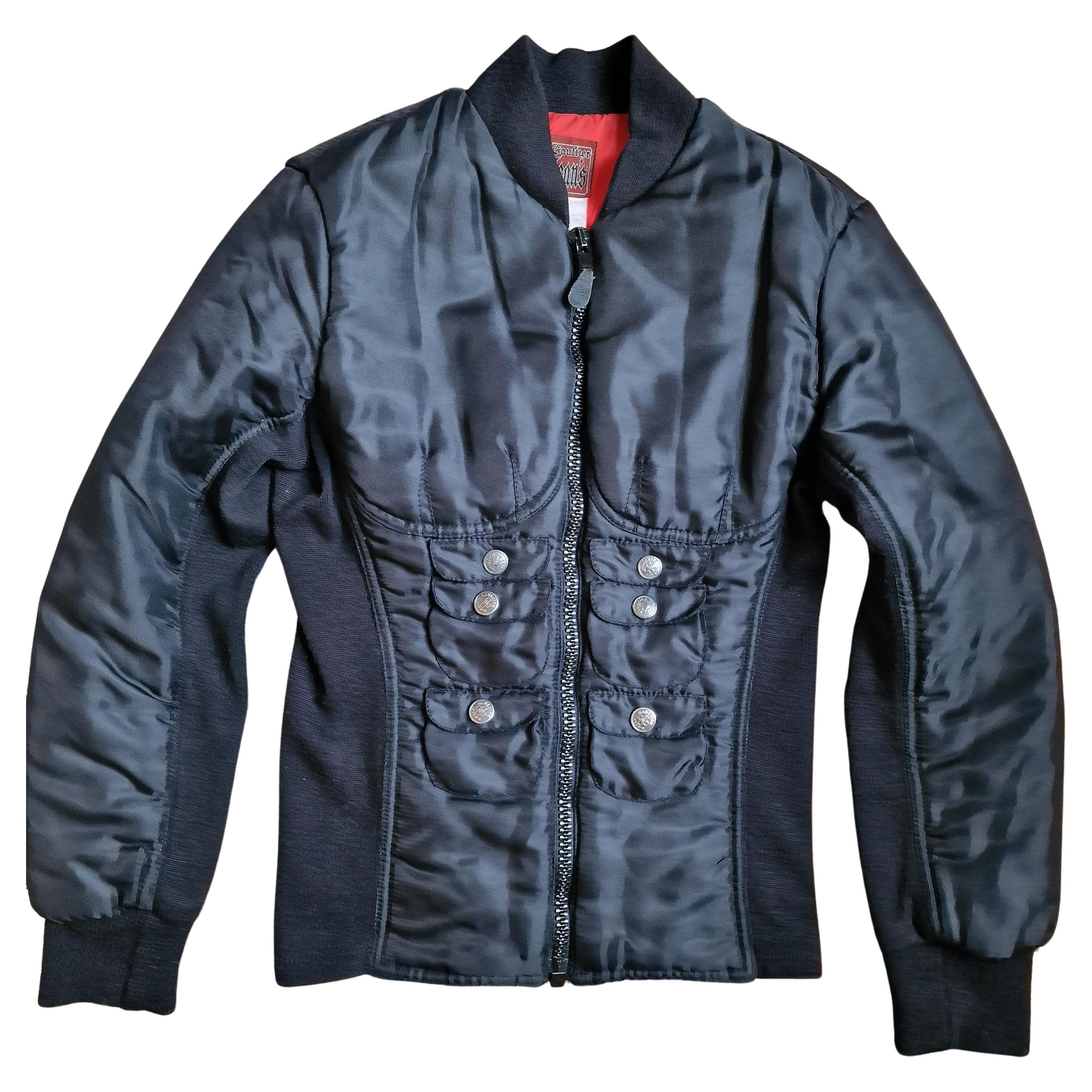 Jean Paul Gaultier 6-pack 6 Pack Muscle Torso Puffer Bomber Black Jacket For Sale