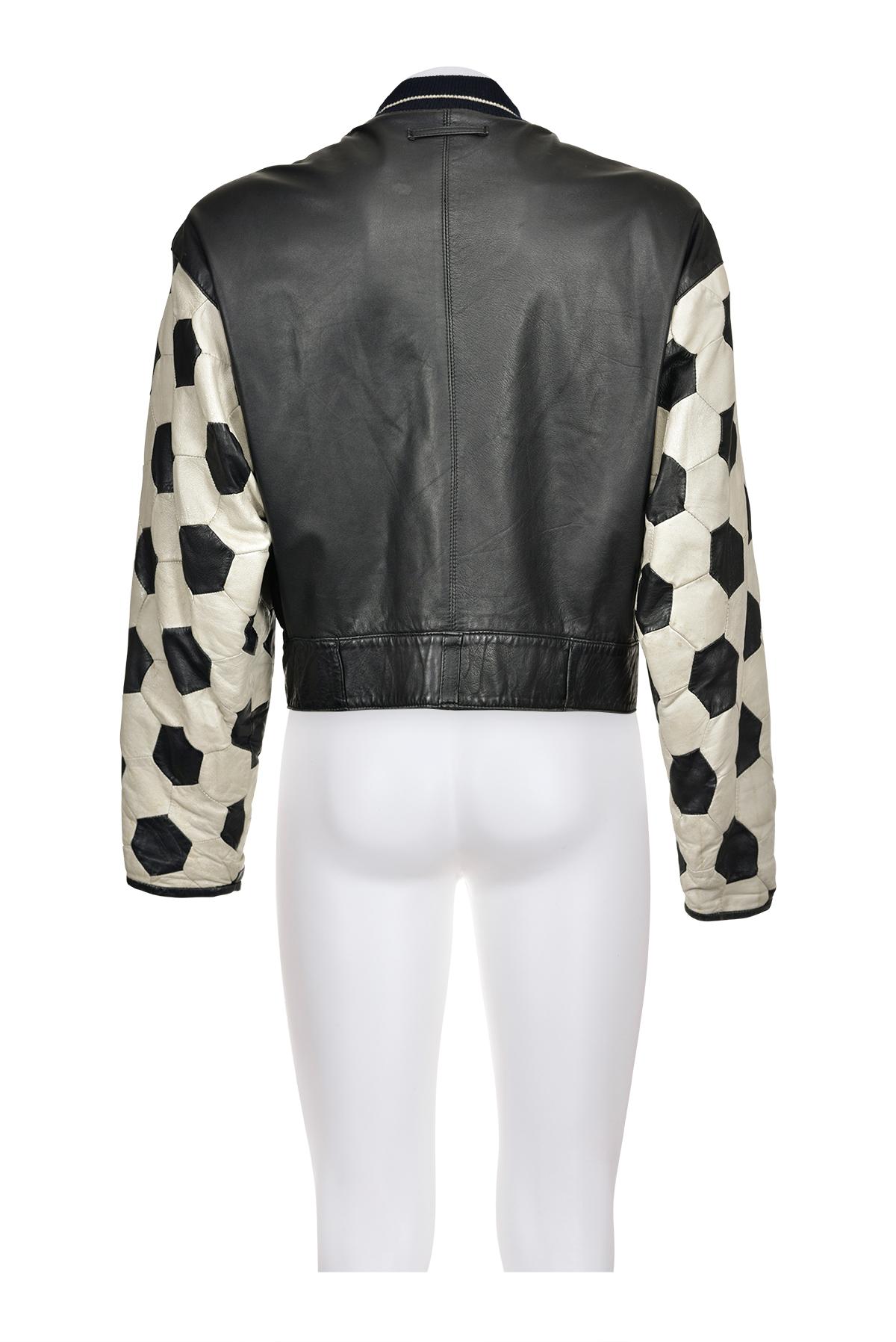 JEAN PAUL GAULTIER 80'S Leather Soccer Ball Bomber In Fair Condition For Sale In Milano, MILANO