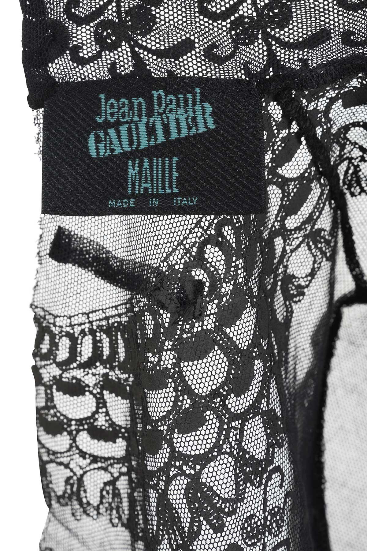 JEAN PAUL GAULTIER 90's Chal de encaje icónico Gray en venta