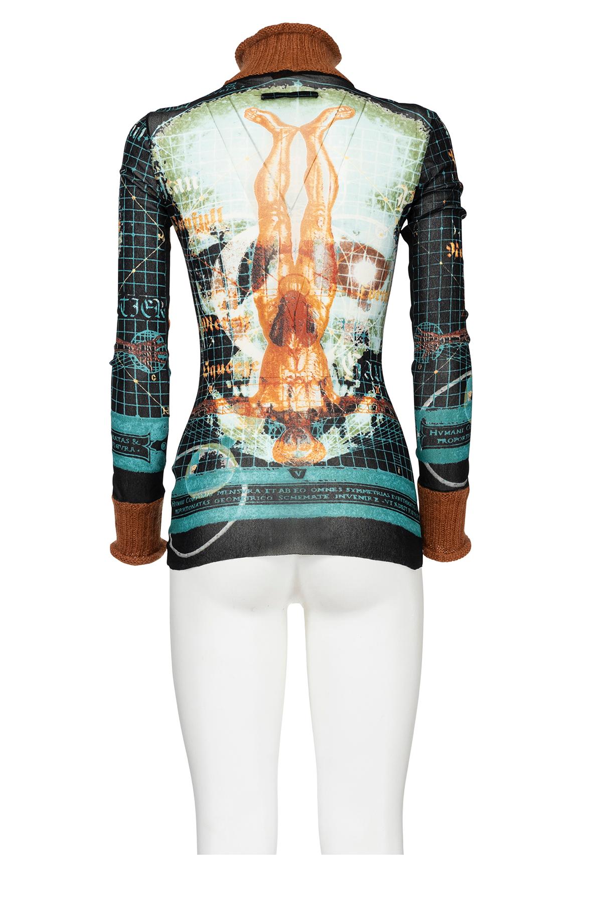 JEAN PAUL GAULTIER 90's Iconic Langarm gestrickt Rollkragen Mesh Sheer Top im Zustand „Hervorragend“ im Angebot in Milano, MILANO