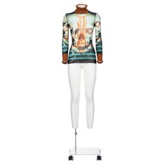 JEAN PAUL GAULTIER 90's Iconic Long Sleeve Knitted Turtleneck Mesh Sheer Top