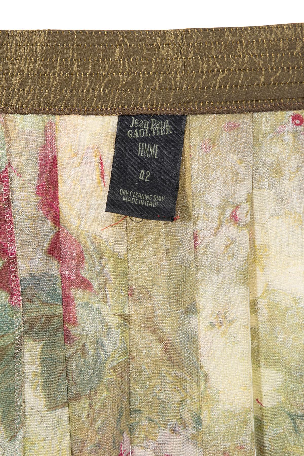 JEAN PAUL GAULTIER 90's Iconic jupe paréo plissée imprimée Excellent état - En vente à Milano, MILANO