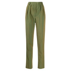 Jean Paul Gaultier 90s iridescent green silk high waist trousers