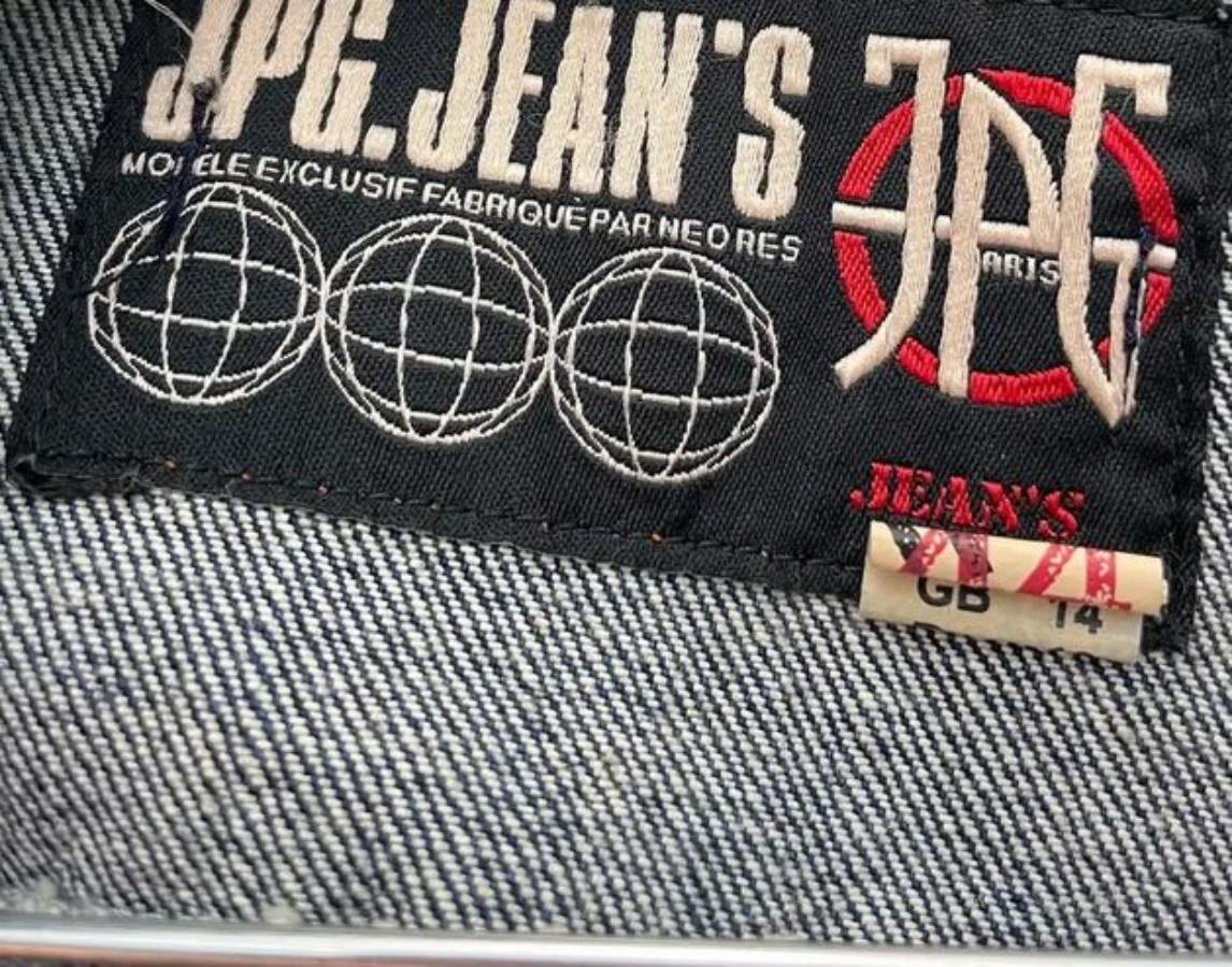 Jean Paul Gaultier 90s Logo JPG Studded Rivet Denim Rock Punk Motorcycle Jacket  5