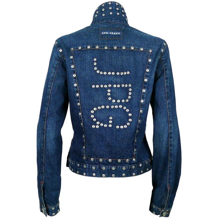 Jean Paul Gaultier Jeans Vintage Logo JPG Studded Rivet Denim Silver Blue 90’s Motorcycle Gothic Rock Punk Vintage Jacket Coat

JEAN PAUL GAULTIER vintage studded denim jacket. This jacket features : - Silver toned studs details throughout,