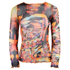 Jean Paul Gaultier Jeans 90's Psychedelic Face Print Mesh Top