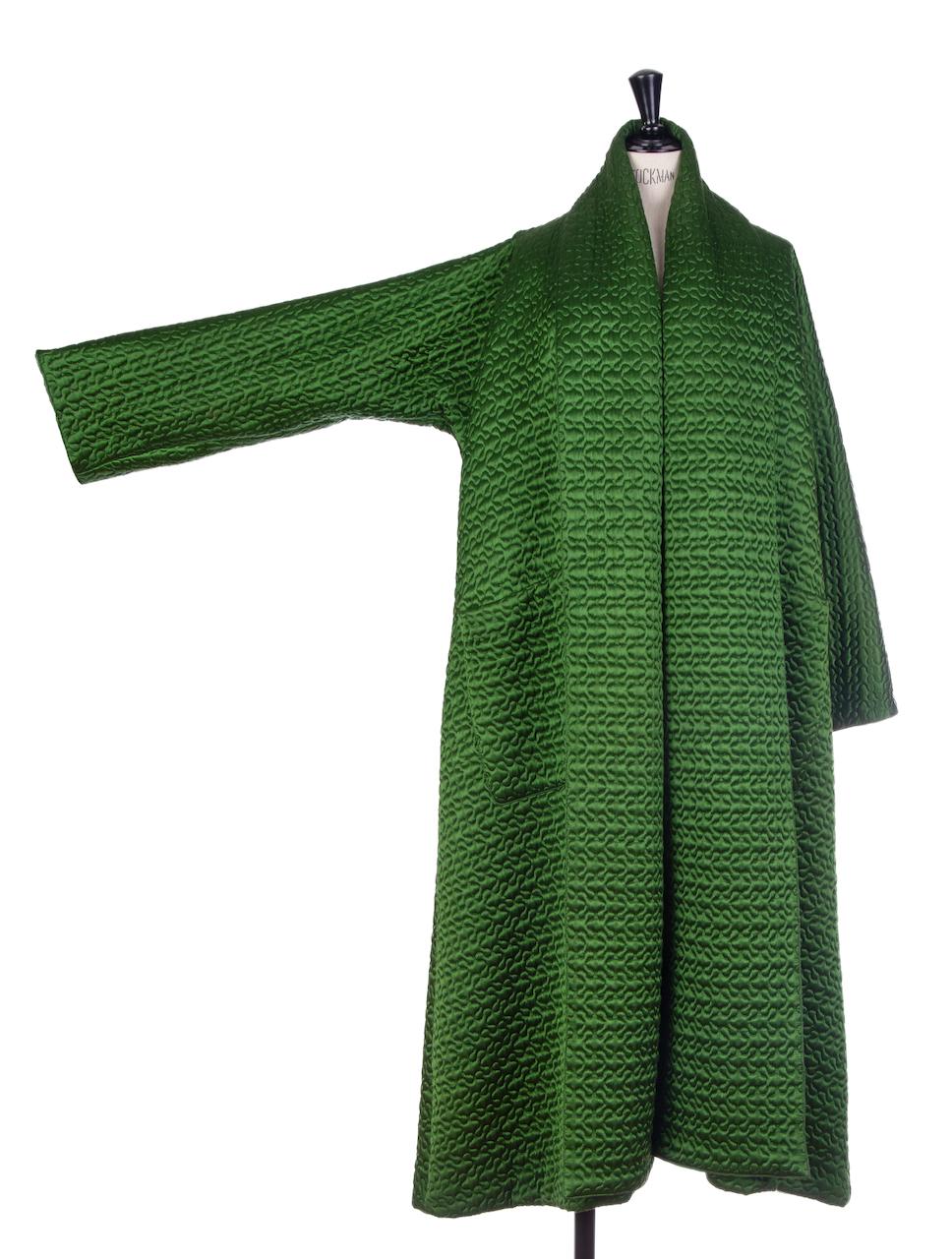 JEAN PAUL GAULTIER A/W 1985-1986 Green Quilted & Padded Satin Coat For Sale 7