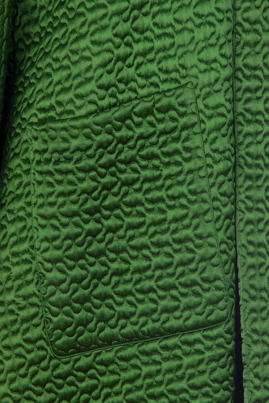 JEAN PAUL GAULTIER A/I 1985-1986 Cappotto verde trapuntato e imbottito in raso in vendita 9