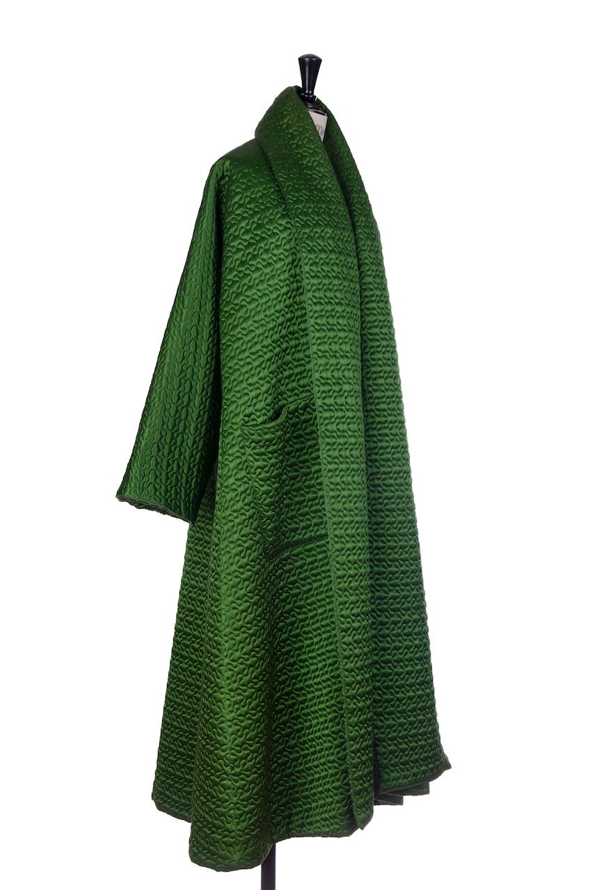 JEAN PAUL GAULTIER A/W 1985-1986 Green Quilted & Padded Satin Coat In Excellent Condition For Sale In Munich, DE