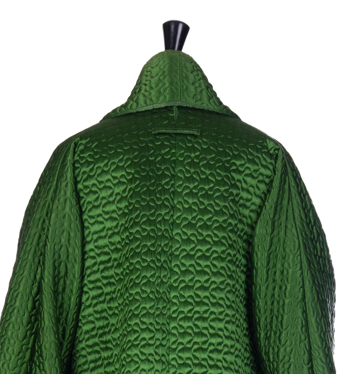 JEAN PAUL GAULTIER A/W 1985-1986 Green Quilted & Padded Satin Coat For Sale 3