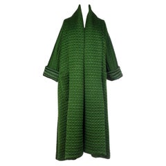 JEAN PAUL GAULTIER A/W 1985-1986 Abrigo de satén acolchado y acolchado verde