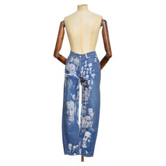 Jean Paul Gaultier A/W 1992 Shredded Face Blue Jacquard Denim Jeans 26"