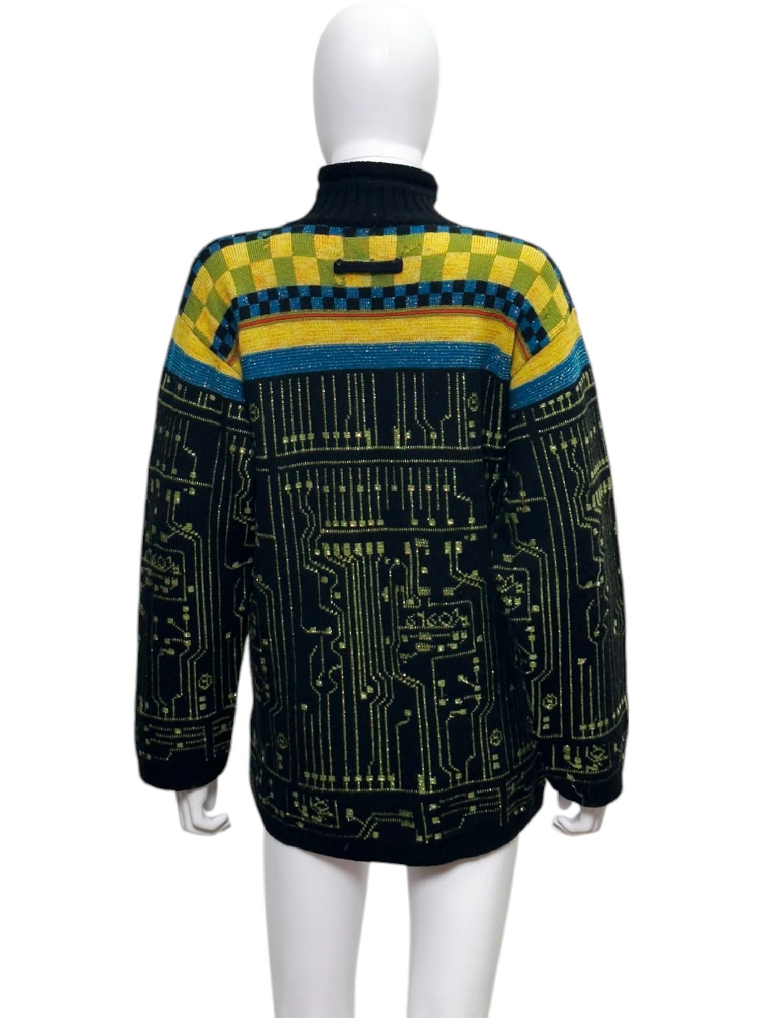 Black Jean Paul Gaultier A/W 1995 Col roulé en laine cybernétique en vente