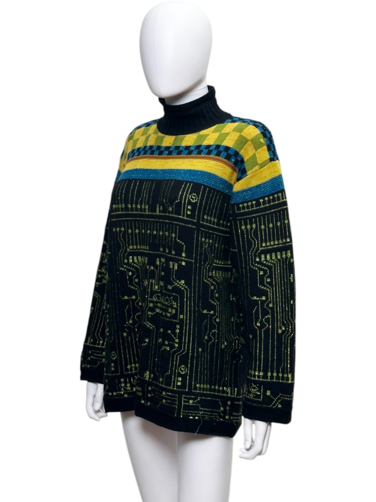 Jean Paul Gaultier A/W 1995 Col roulé en laine cybernétique Excellent état - En vente à Caserta, IT