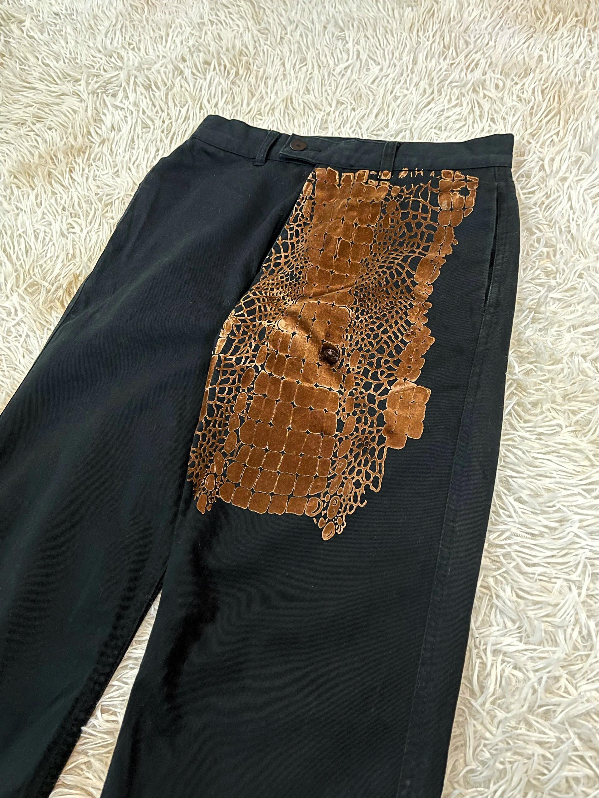 Jean Paul Gaultier A/W1999 Snakeskin Patched Denim In Excellent Condition For Sale In Seattle, WA
