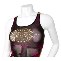 Jean Paul Gaultier Abstract Butterfly Print Mesh Tank Top circa 1990s