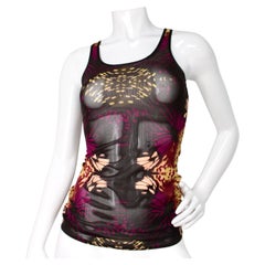 Jean Paul Gaultier Abstract Butterfly Print Mesh Tank Top circa 1990s