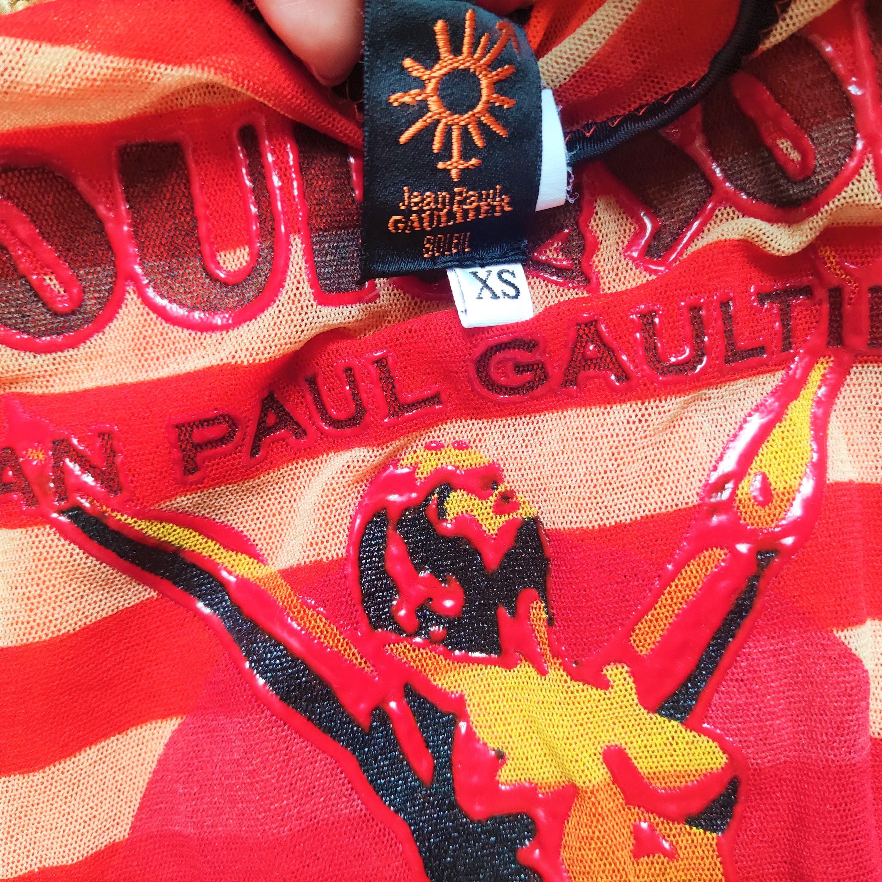Jean Paul Gaultier - T-shirt débardeur en maille transparente à rayures Amour au Soleil Circus en vente 2