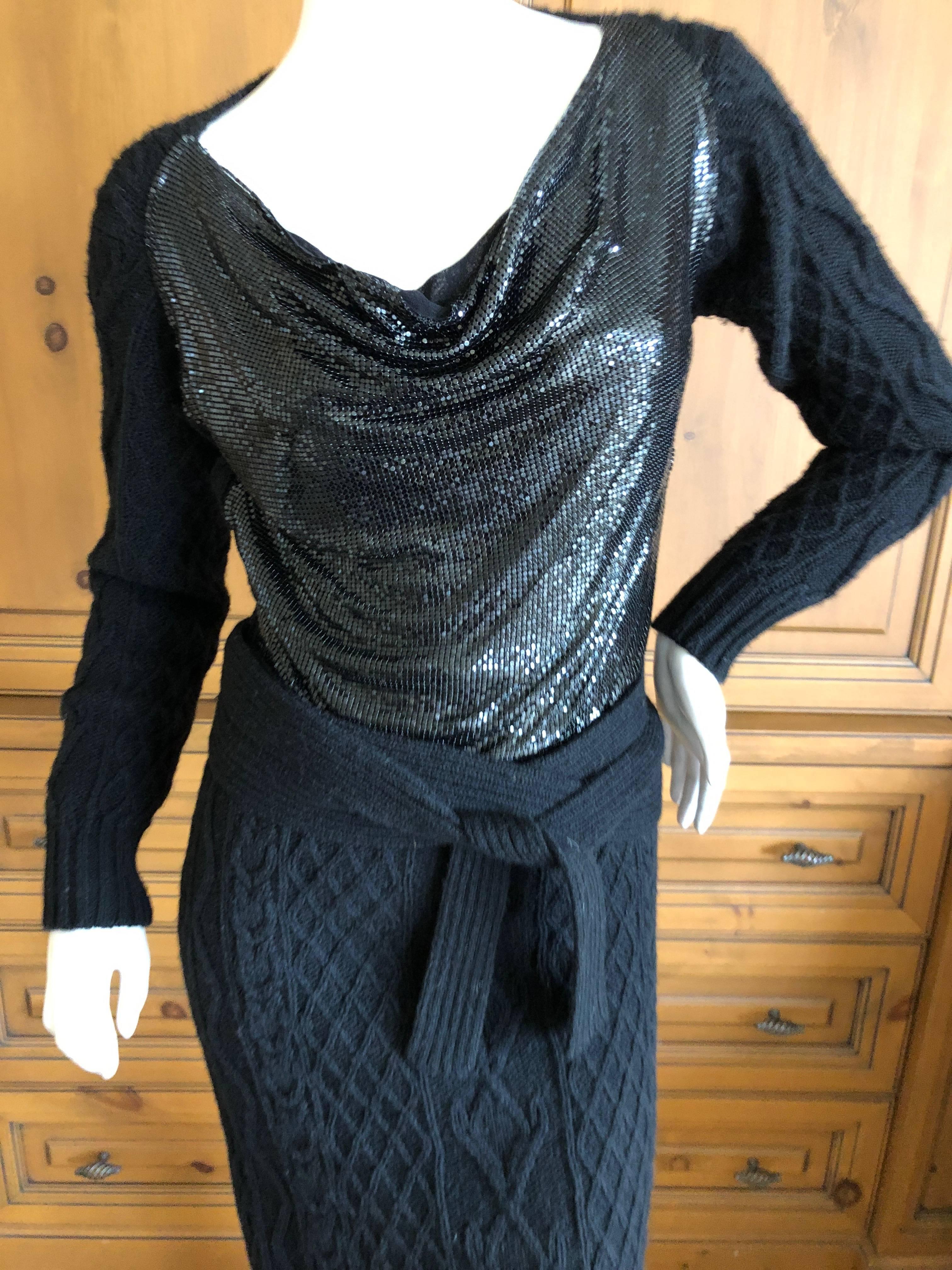 Women's Jean Paul Gaultier Angora Blend Cable Knit Dress with Draped Metal Mesh Bodice  For Sale