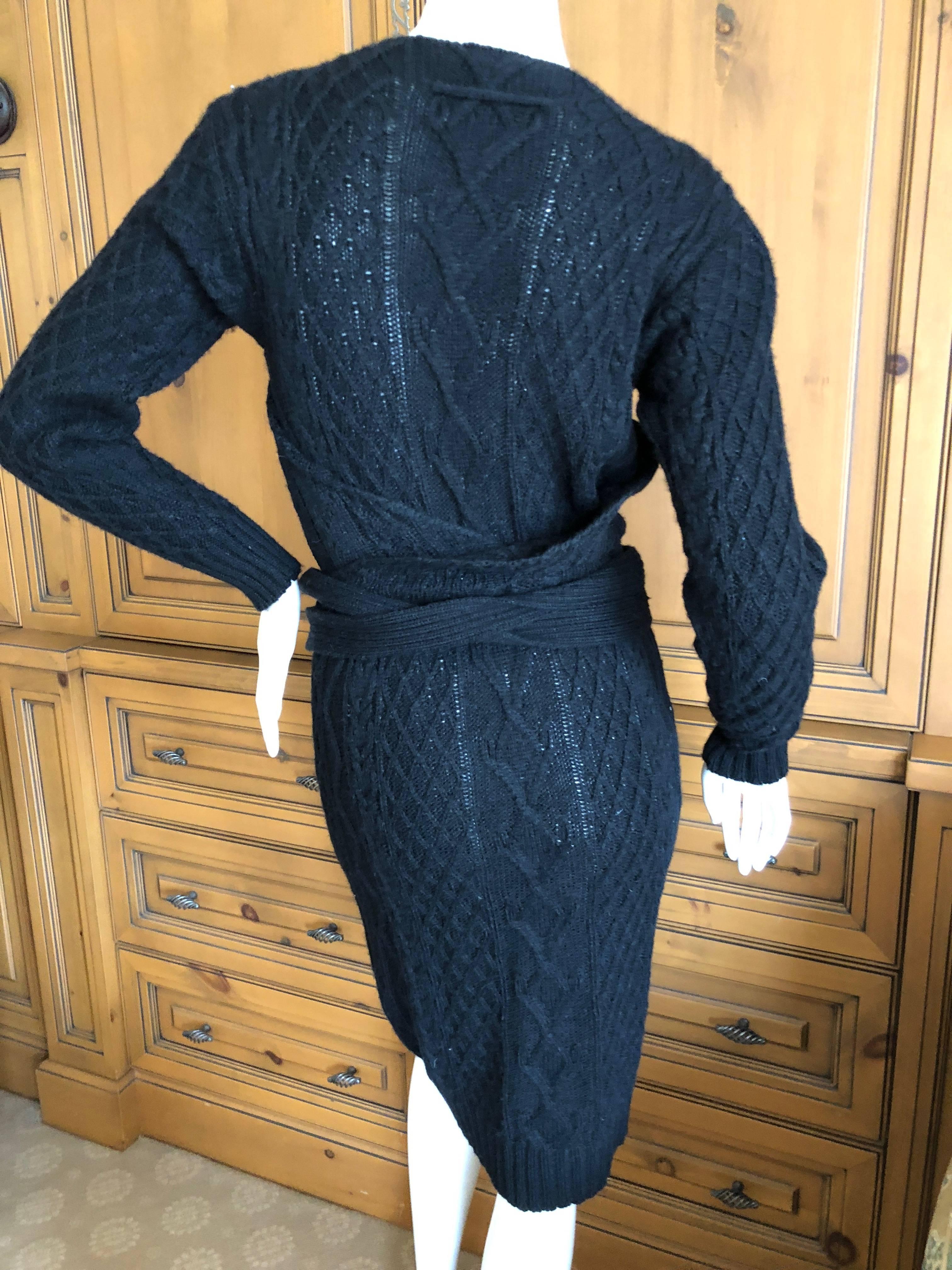 Jean Paul Gaultier Angora Blend Cable Knit Dress with Draped Metal Mesh Bodice  For Sale 3