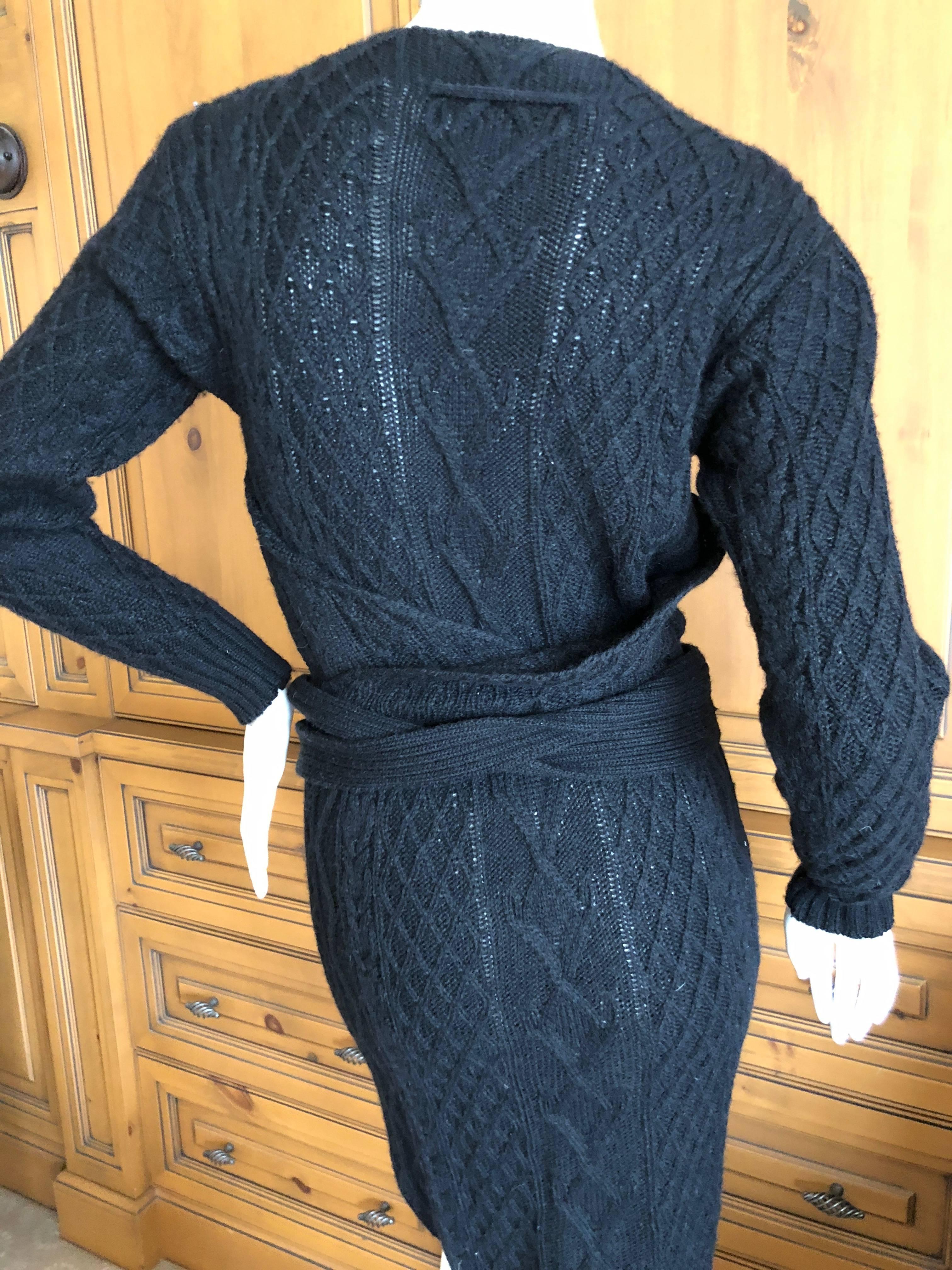 Jean Paul Gaultier Angora Blend Cable Knit Dress with Draped Metal Mesh Bodice  For Sale 4