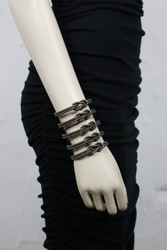 JEAN PAUL GAULTIER Antiqued Silver Tone Knot Cuff Bracelet