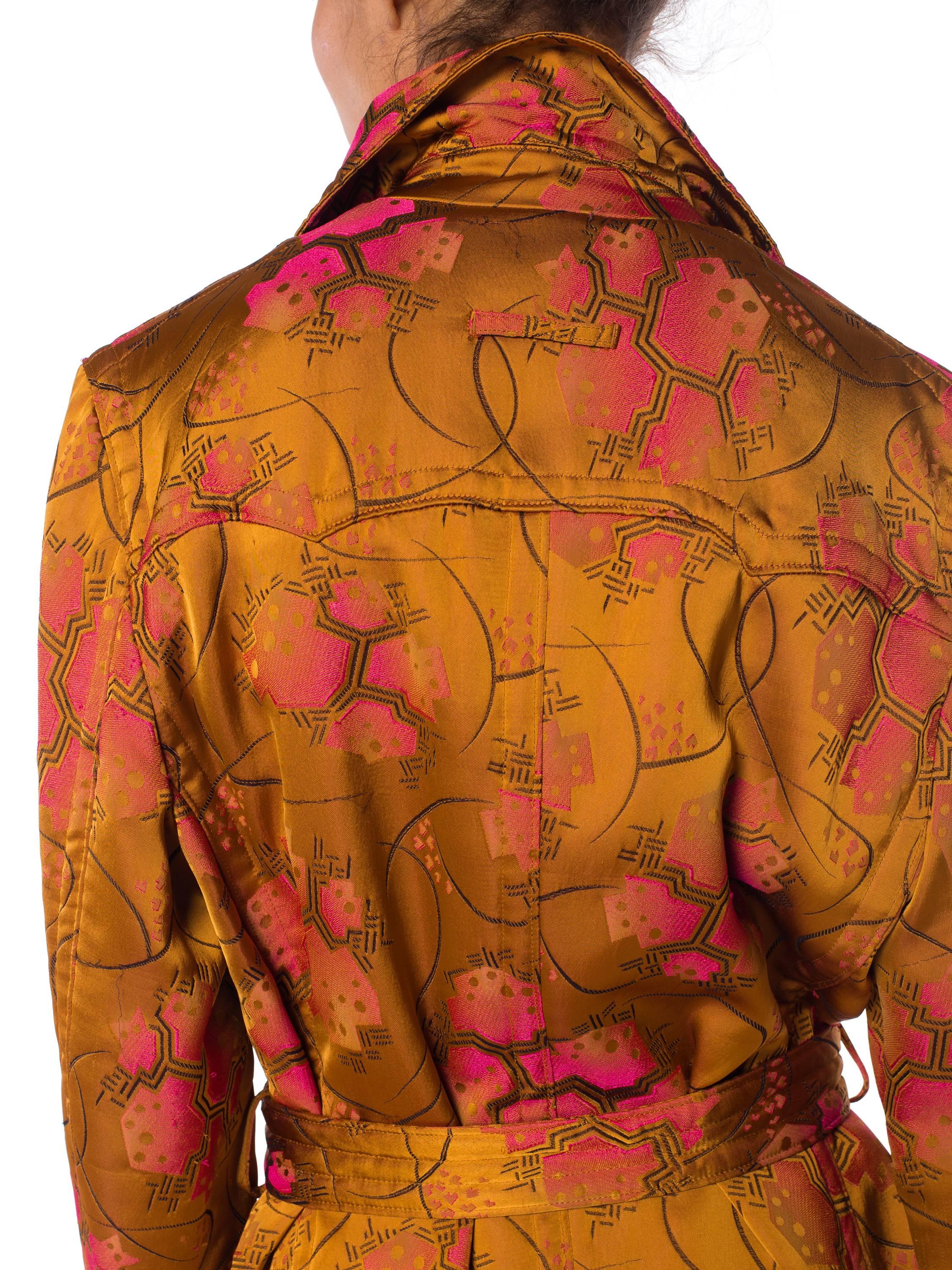 1990S JEAN PAUL GAULTIER Art Deco Rayon & Silk Brocade Belted Trench Coat 3