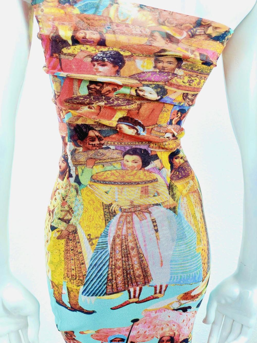 Jean Paul Gaultier Asian Indian Faces People Ethnic Multicultural Mesh Dress 10