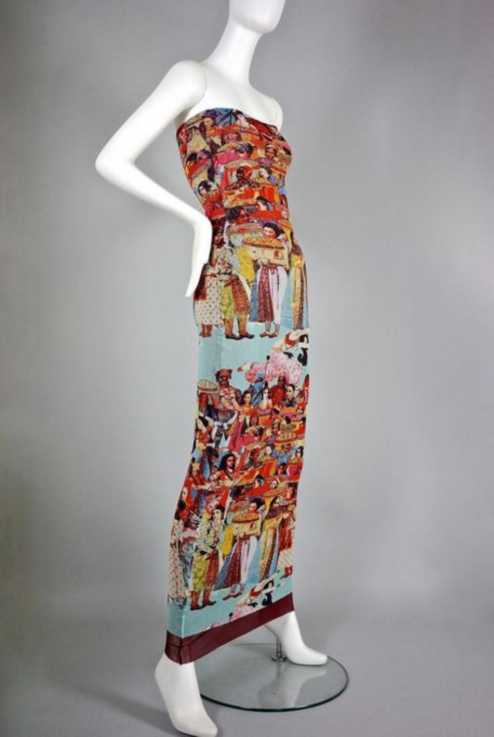 Jean Paul Gaultier JPG Vintage Mesh Transparent Blue Multicultural Asian Indian Faces People Iconic 1990s Tube Dress Robe

Incredible vintage layer mesh dress by Jean Paul Gaultier with in iconic Asian + Indian face and people print. 
Collector