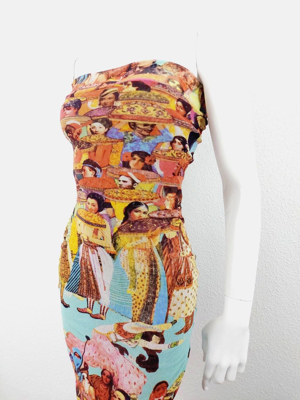 Jean Paul Gaultier Asian Indian Faces People Ethnic Multicultural Mesh Dress 1
