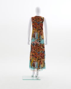 Jean Paul Gaultier Asian print mesh maxi dress, early 2000s