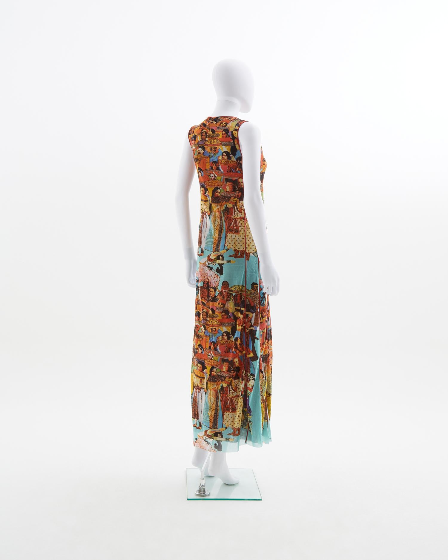 Maxivestido de malla con estampado asiático Jean Paul Gaultier, principios de la década de 2000 en Excelente estado para la venta en Milano, IT