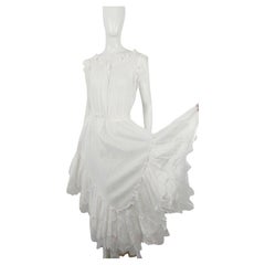 Vintage Jean Paul Gaultier Asymmetric Fairy Ruffled White Wedding Romantic 2pcs Dress