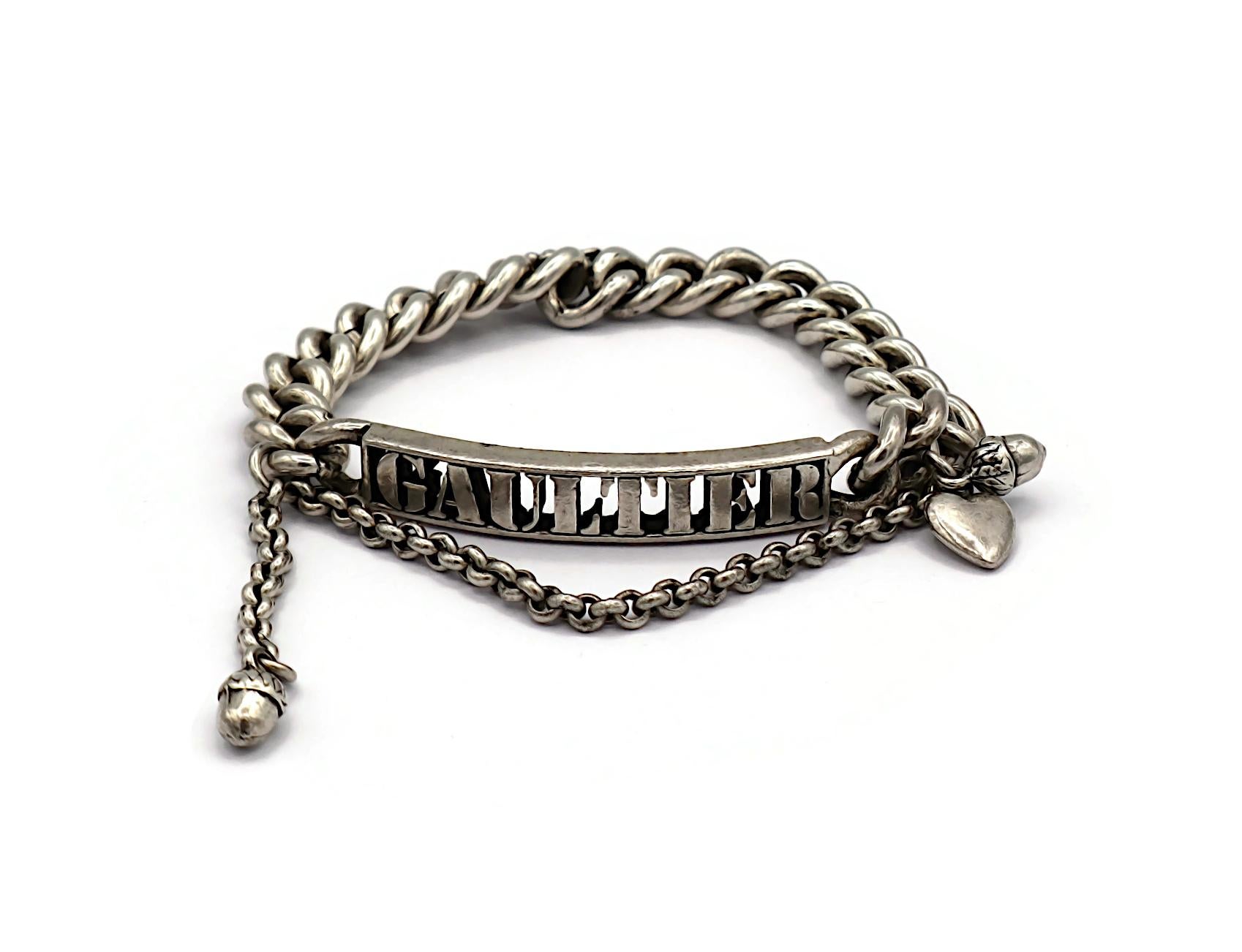 da uomo o donna JEAN PAUL GAULTIER (Attribuito a) Braccialetto con Charm a catena in tono argento in vendita
