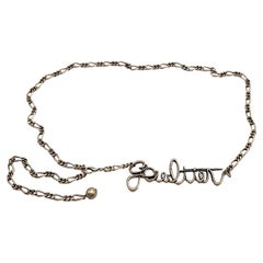 JEAN PAUL GAULTIER (Attributed To) Silver Tone Cursive Signature Chain Belt