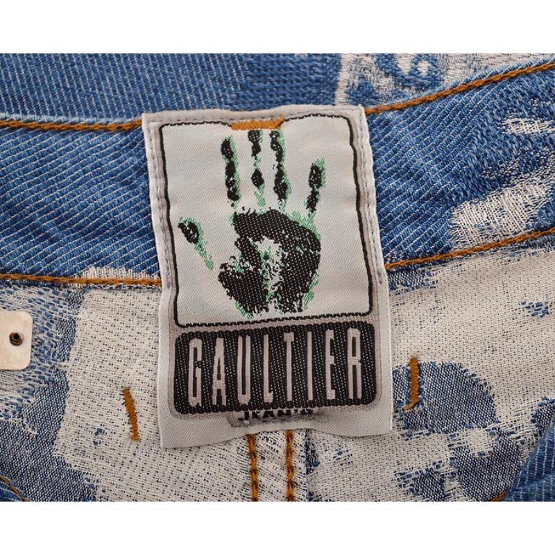 Jean Paul Gaultier AW 1992 'Shredded Face' Jacquard Denim Jeans For Sale 6