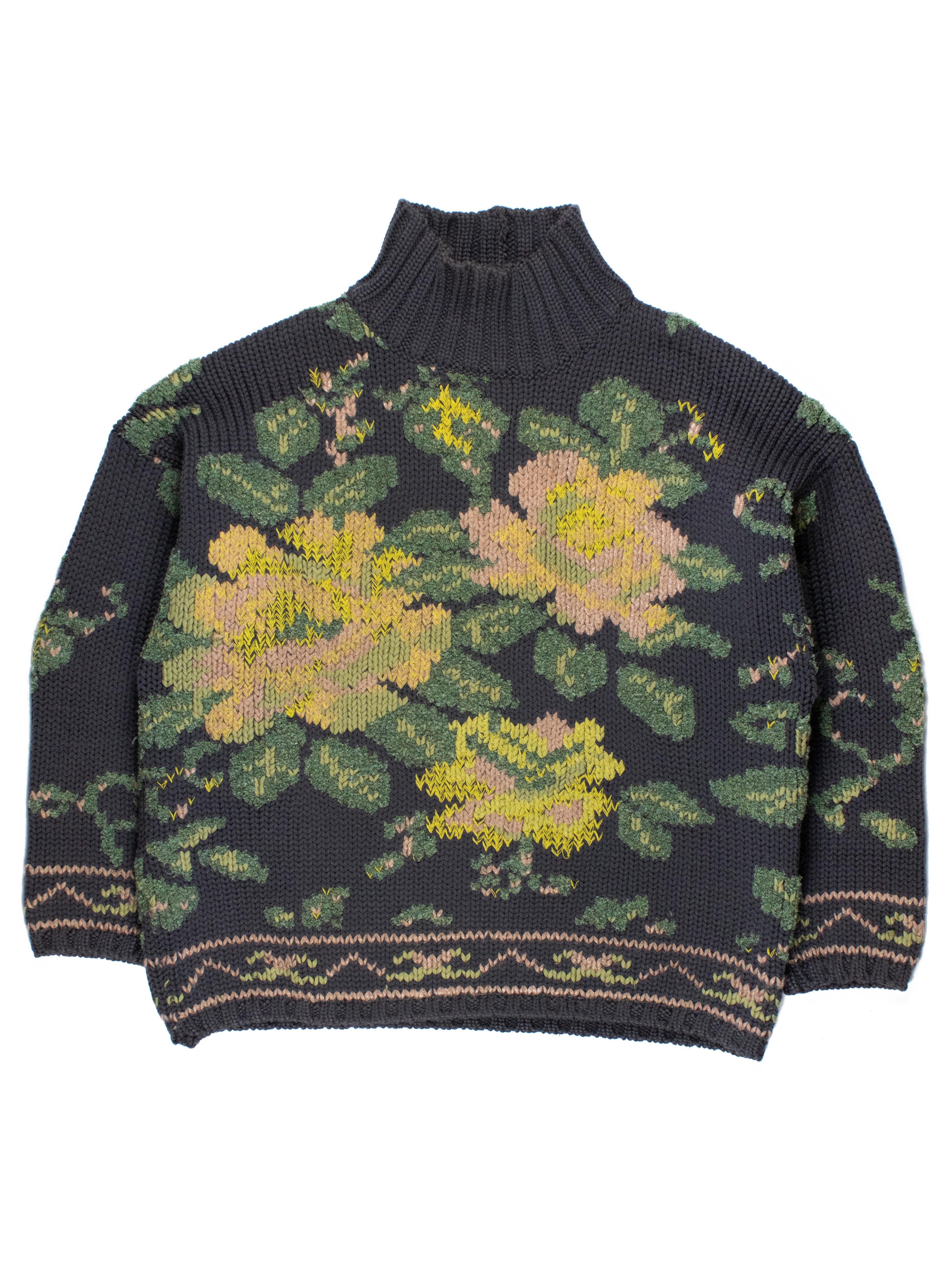 Black Jean Paul Gaultier AW1984 Floral Sweater