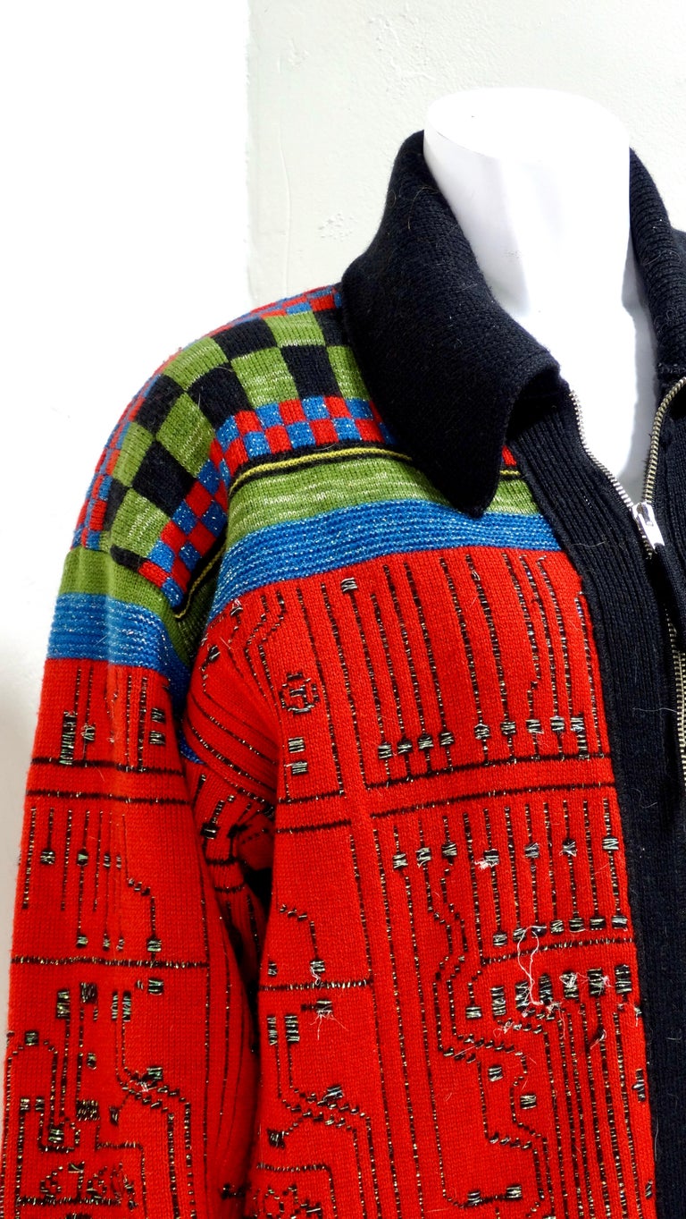 Jean Paul Gaultier AW1995 Circuit Board Zip-Up Sweater at 1stDibs