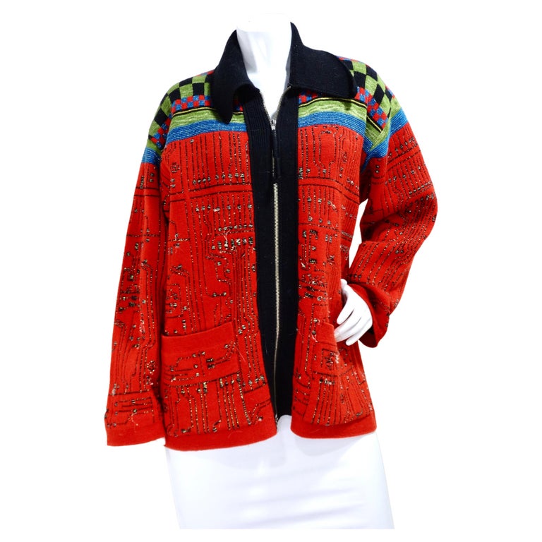 Jean Paul Gaultier AW1995 Circuit Board Zip-Up Sweater at 1stDibs