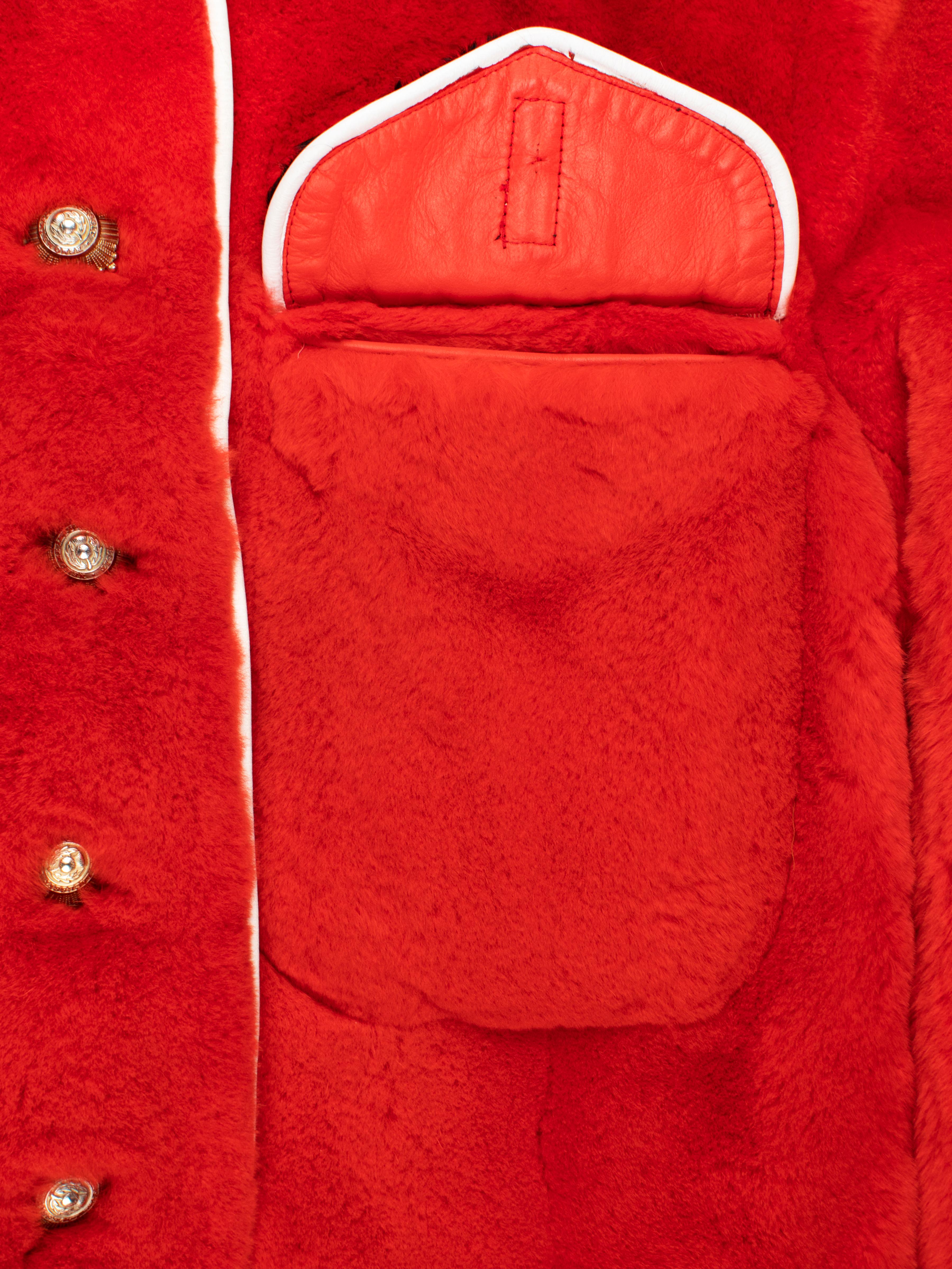 Red Jean Paul Gaultier AW1999 Mink Fur Napoleon Jacket