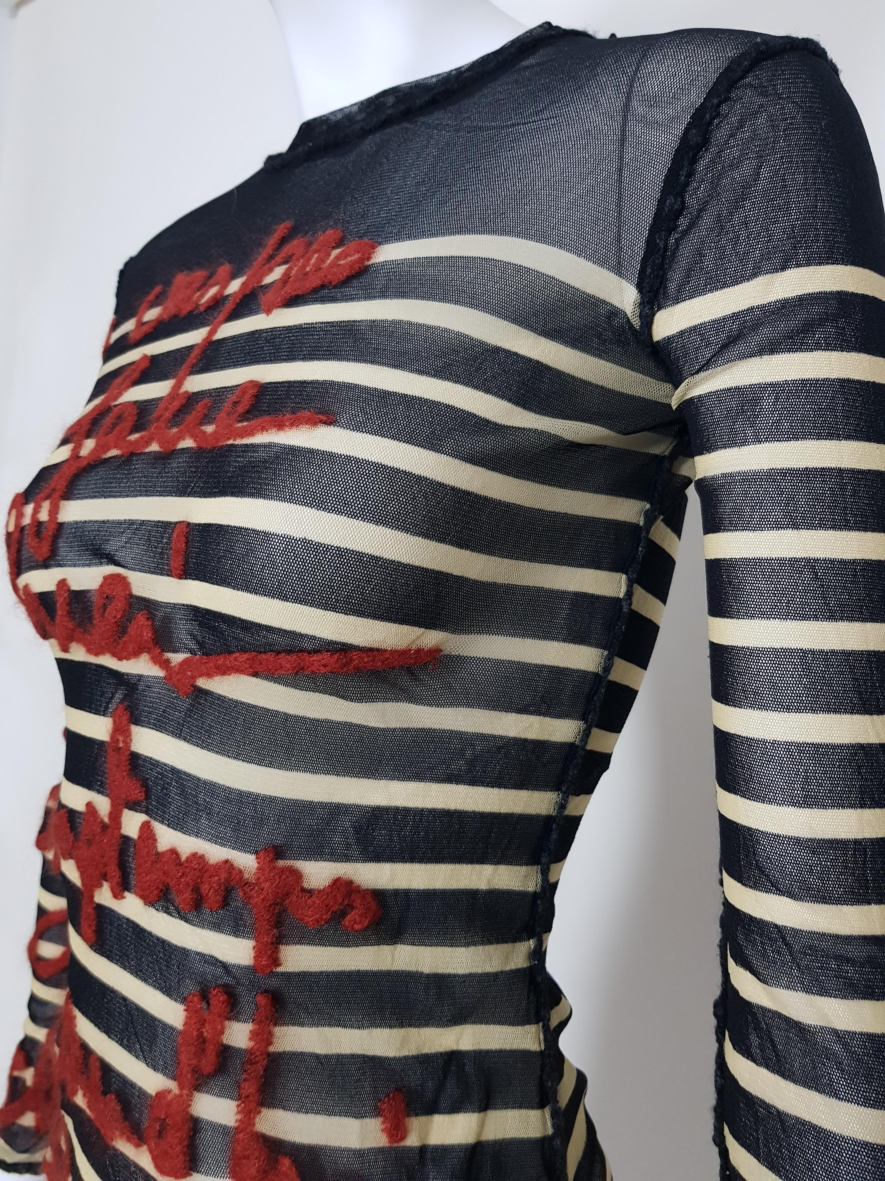 Black JEAN PAUL GAULTIER AW 2001 sailor mesh top